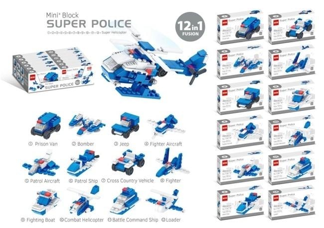 Mini Block Super Police - Construction Set 12in1 - Become a police officer!