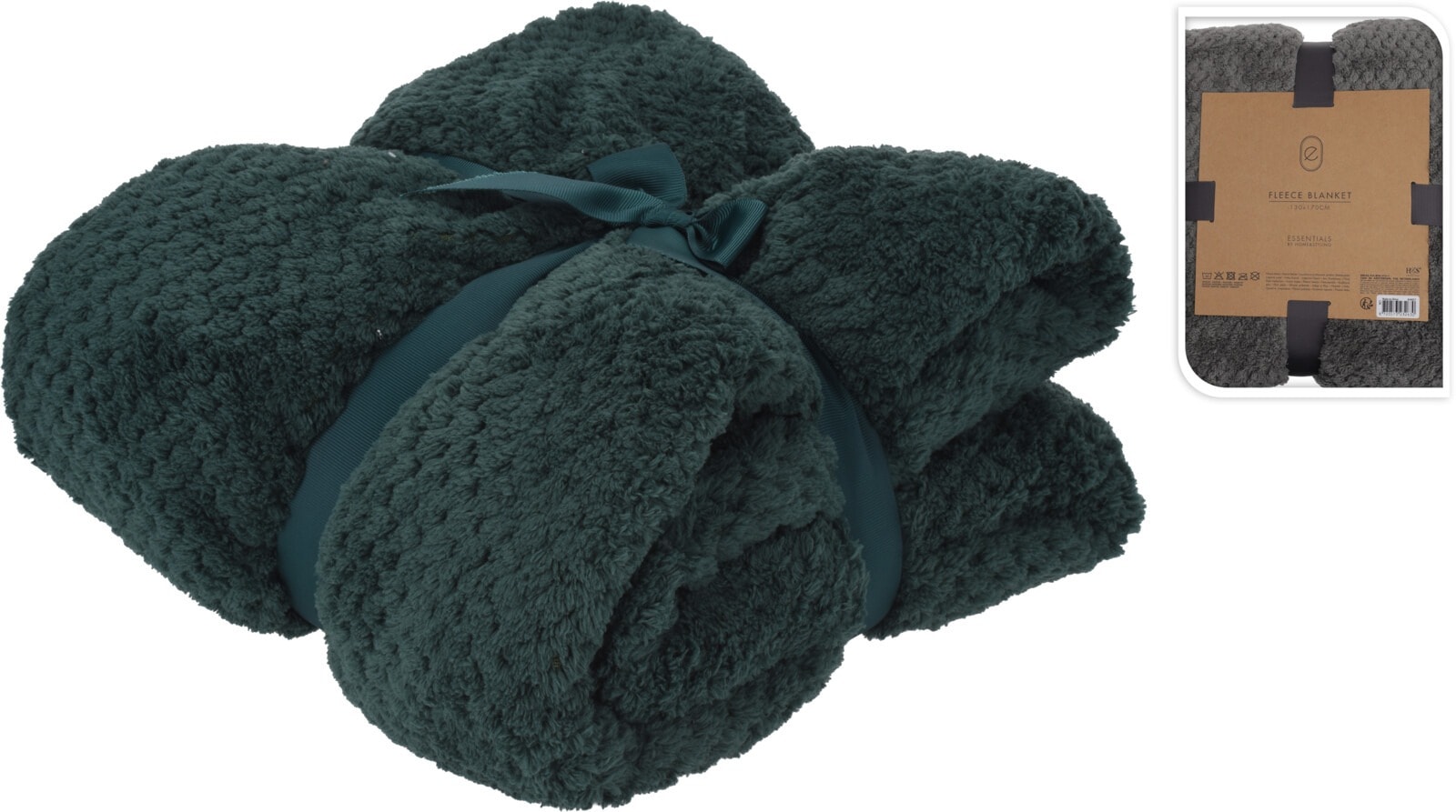 Flannel Blanket 130x170 cm Graphite-Green - soft and cozy