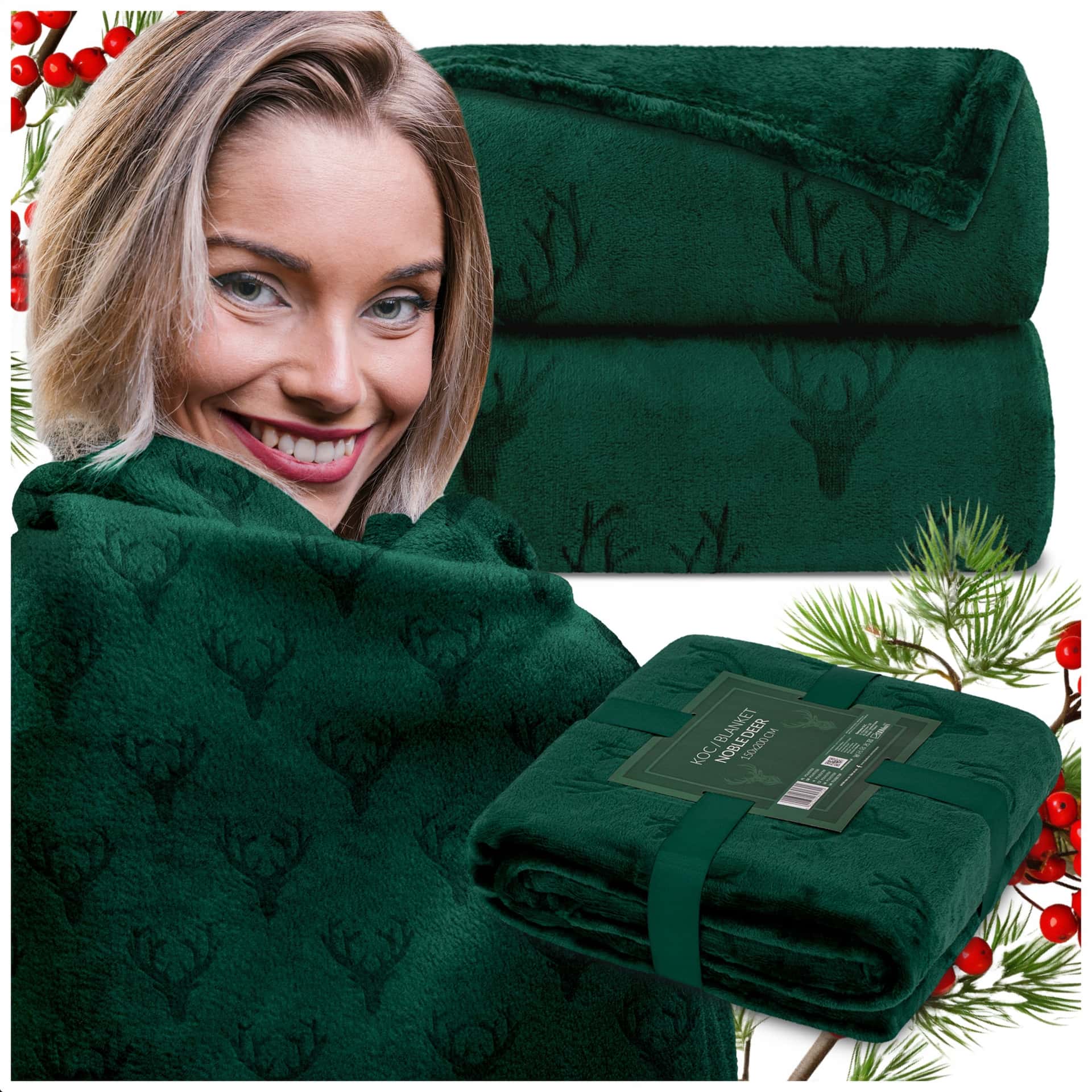 Sherpa fleece blanket with checkered pattern - perfect for cool evenings