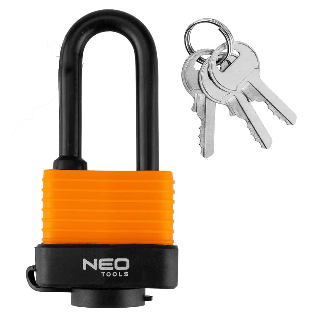 NEO TOOLS Laminated waterproof padlock with long shackle 40 mm