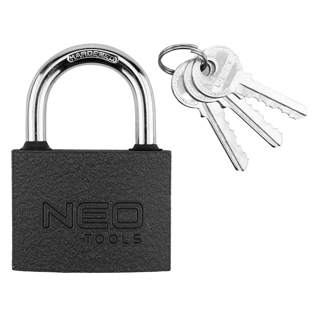 NEO TOOLS Cast iron padlock 75 mm - solid security with 3 keys