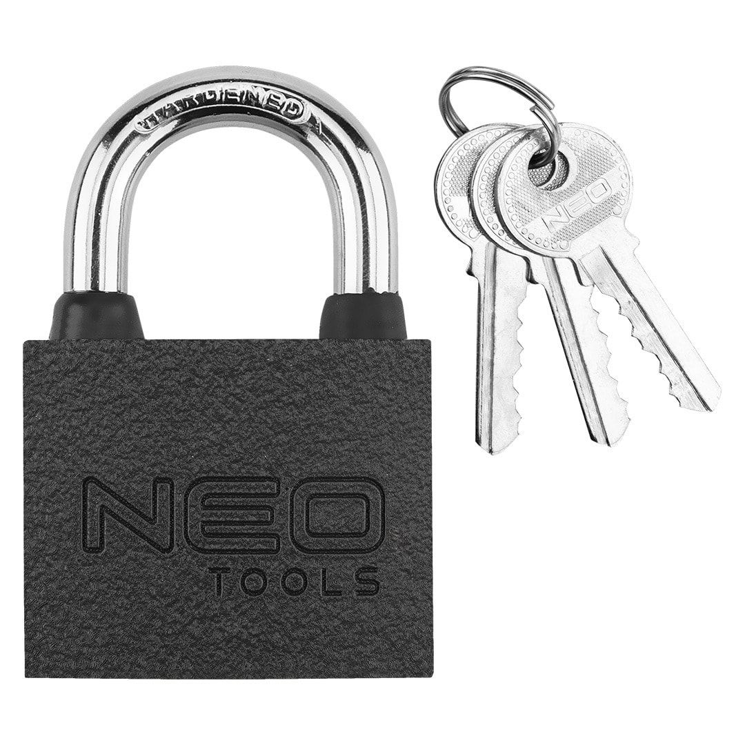 NEO TOOLS Cast iron padlock 60 mm - solid security with three keys
