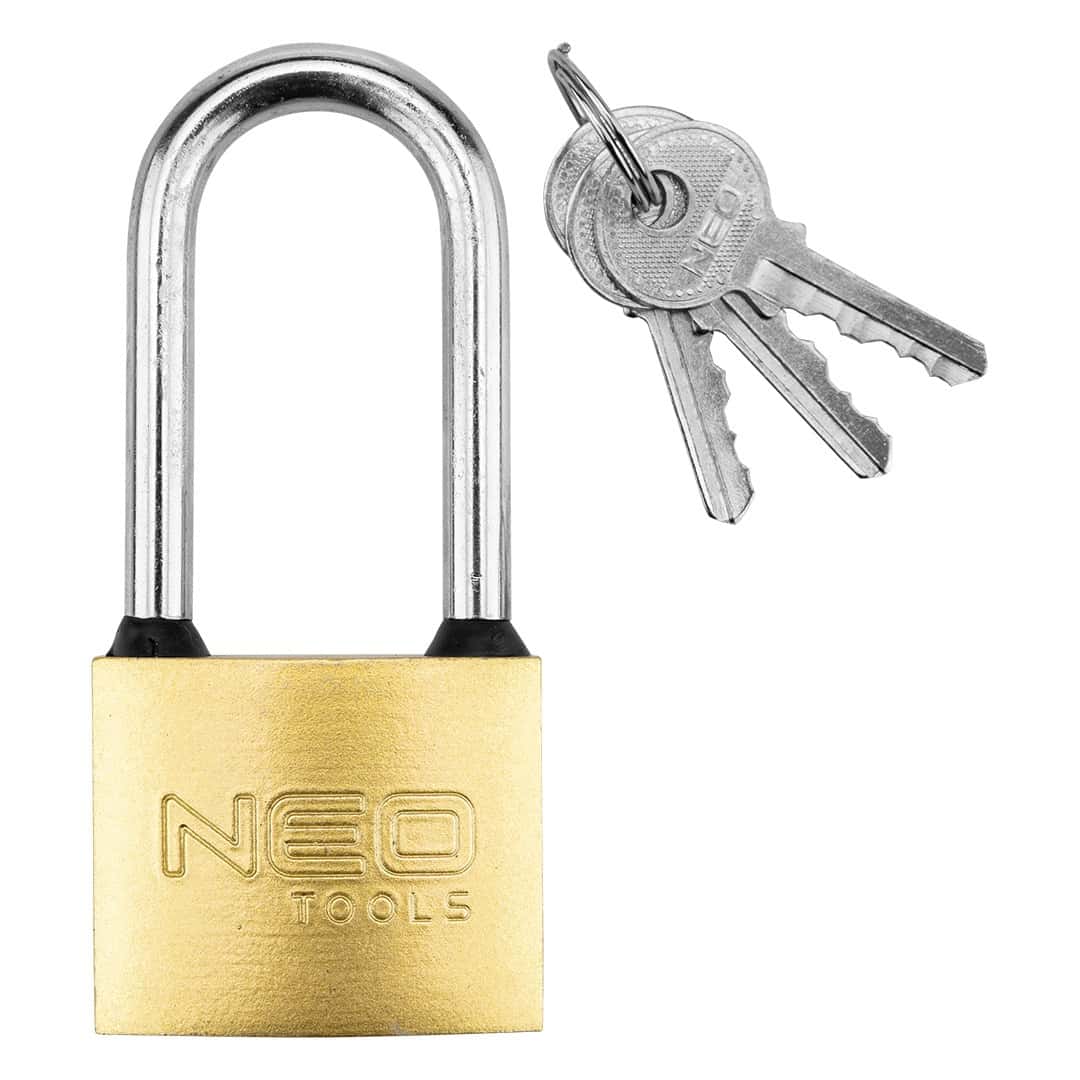 NEO TOOLS Padlock with long shackle 50 mm - solid security