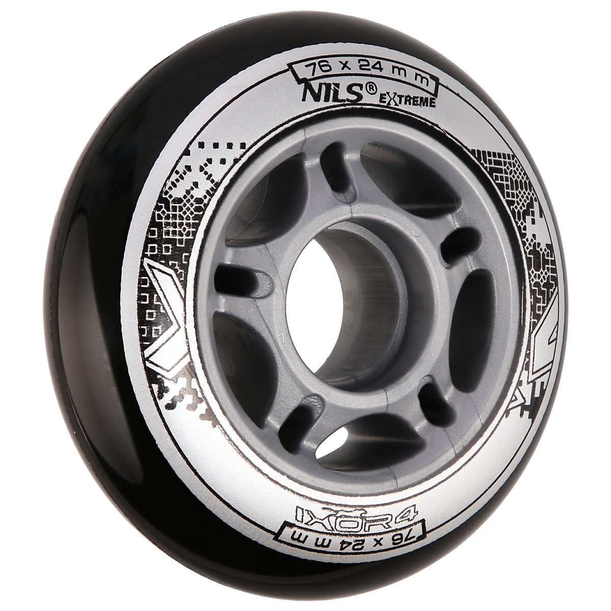 NILS EXTREME PU Wheels 76x24 82A Black - ideal for skates and skateboards