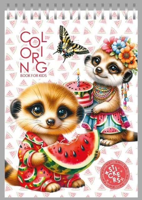 Suricates Coloring Book A5 with stickers - ideal for little artists