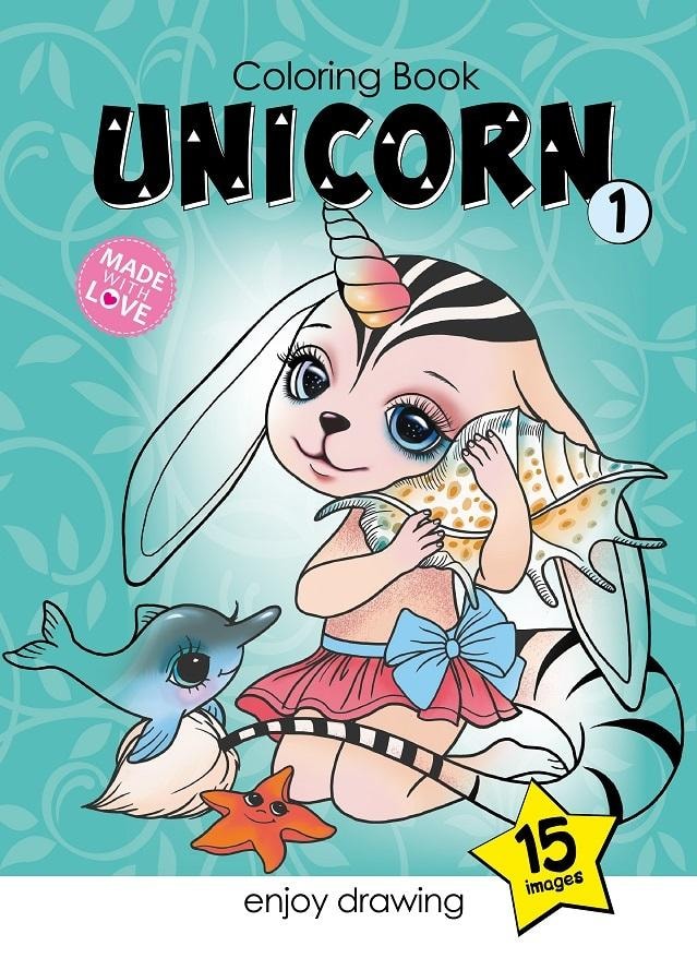 A4 Coloring Book Unicorns - 15 images to color
