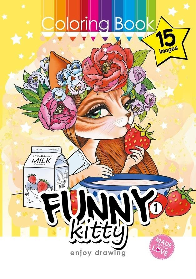 A4 Coloring Book Funny Kittens - 15 Pictures for Kids