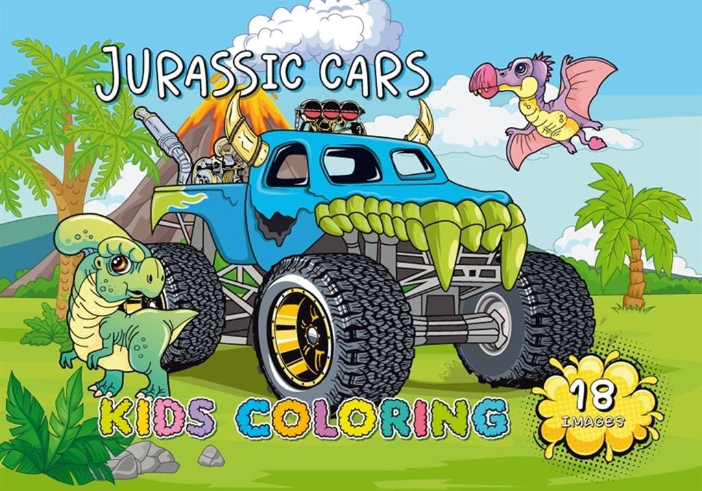 A4 Coloring Book Jurassic Park Cars - 18 images full of adventures