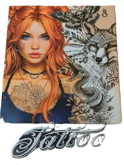 A4 Tattoo Coloring Book - vertical, 8 images, stimulates creativity