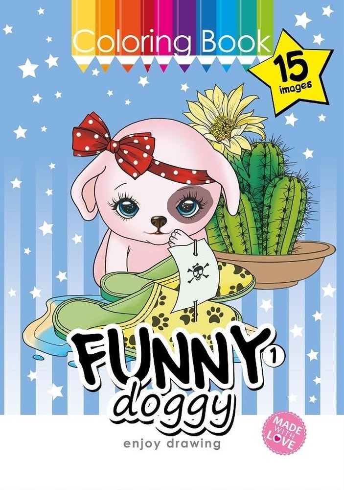 A4 Coloring Book Funny Dogs - 15 pictures to color