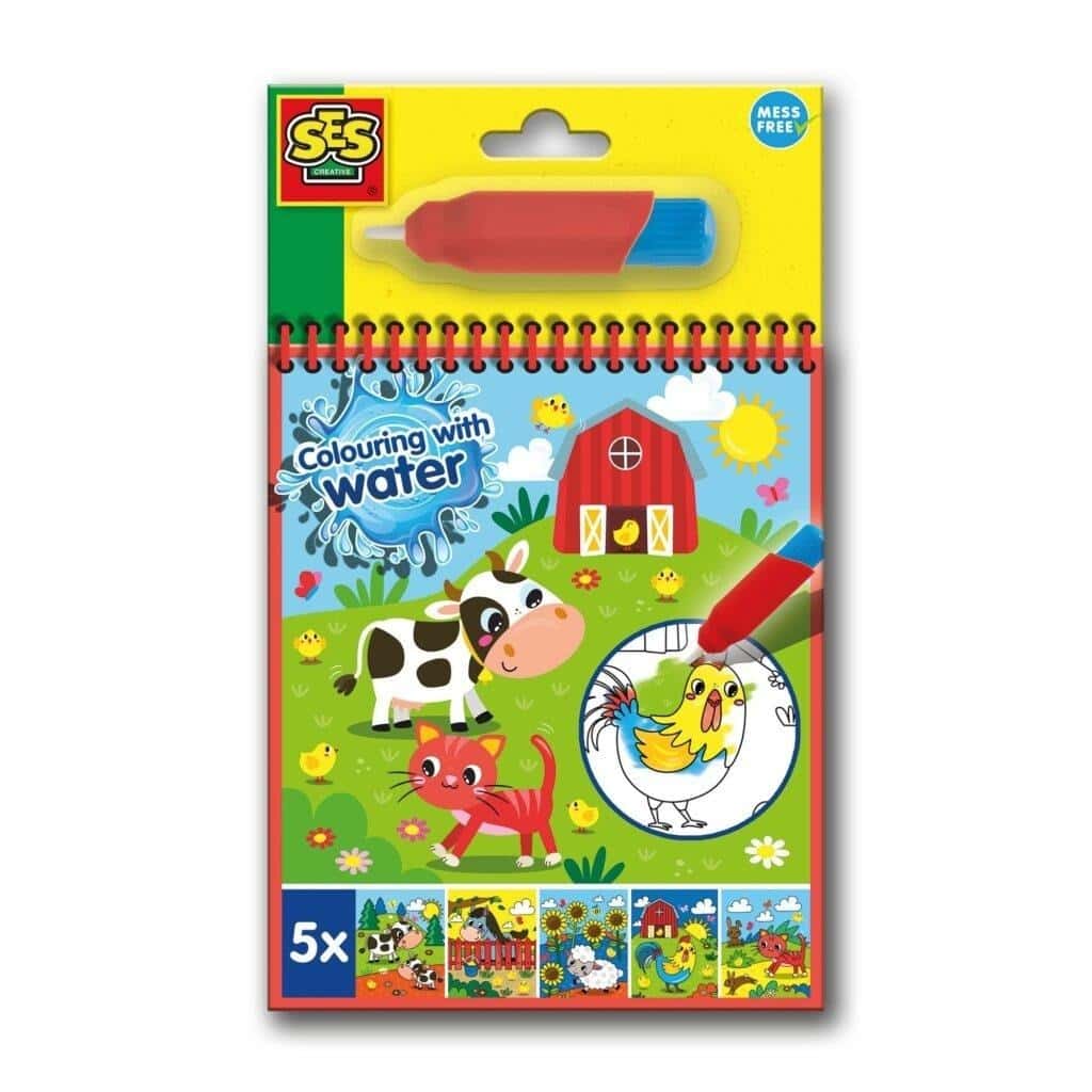 SES Water coloring book Farm with brush - discover the world of colors!