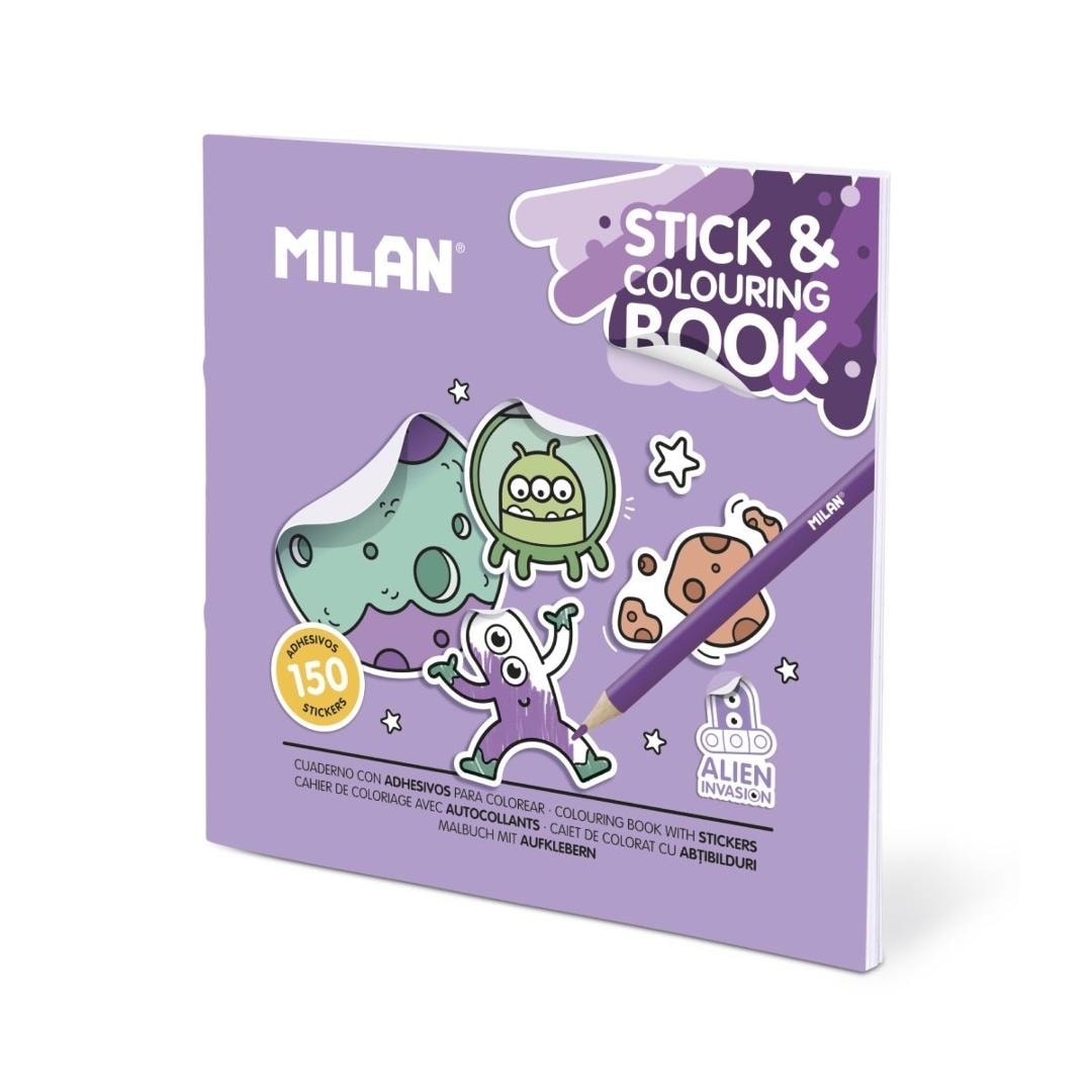 Milan Coloring Book with Stickers Alien Invasion - Cosmic adventure for kids
