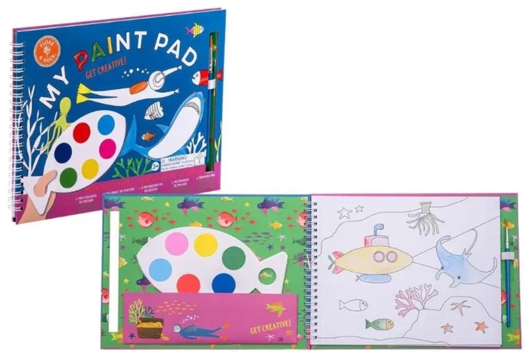 Floss & Rock Coloring books with paints - Underwater world full of colors