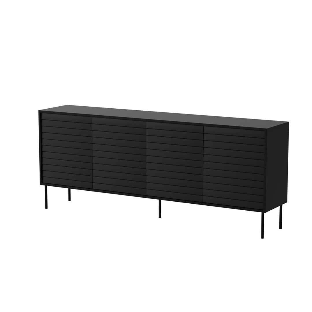 CORTINA 4D Chest of Drawers - Black chest of drawers 200x40x81 cm