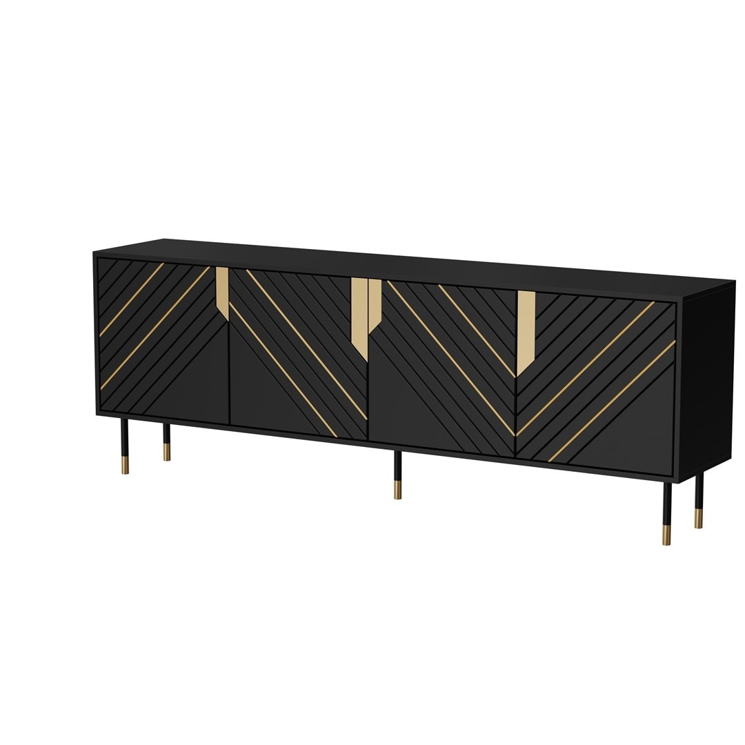 4D MOUNTAIN Chest of drawers 204x40x72 black + gold - modern design