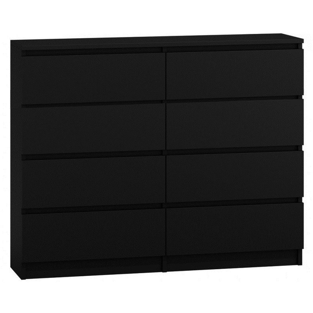 M8 Malwa Chest of drawers 120 cm - Black chest of drawers with 8 drawers