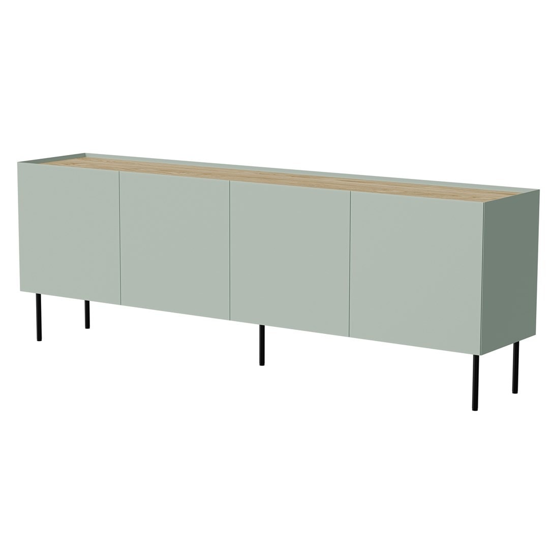 FELLINI chest of drawers 200x40x70 olive + oiled oak top - modern design