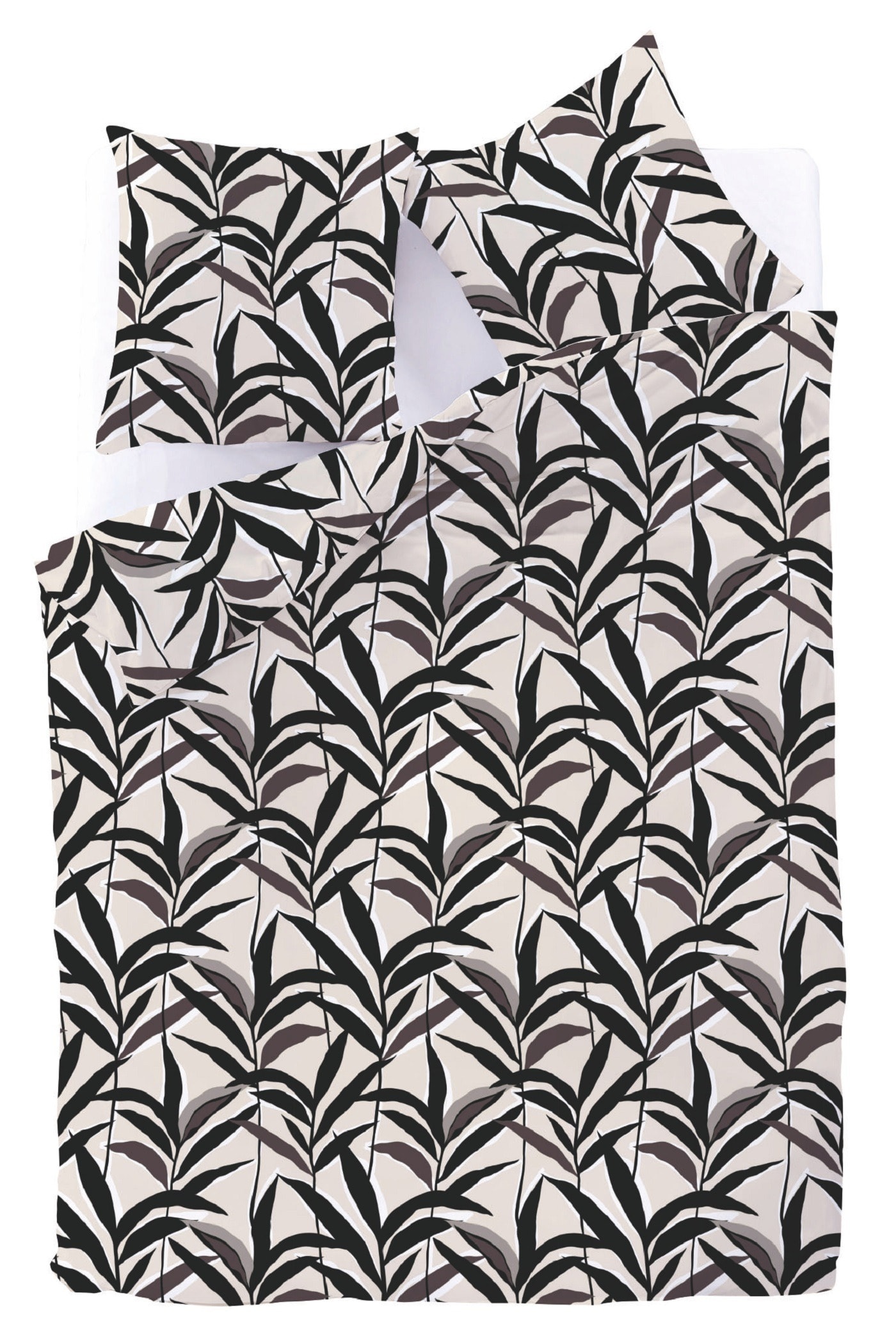 Cotton bedding set 220x200 cm - black leaves for an elegant bedroom