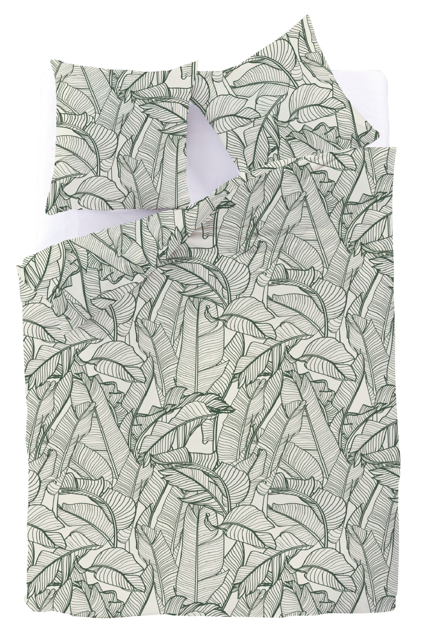 Bedding Set Green Leaves 220x200 cm - soft microfiber