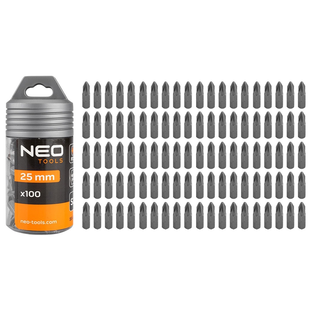 NEO TOOLS Screwdriver bits PZ2 25 mm, 100 pieces - reliable and durable