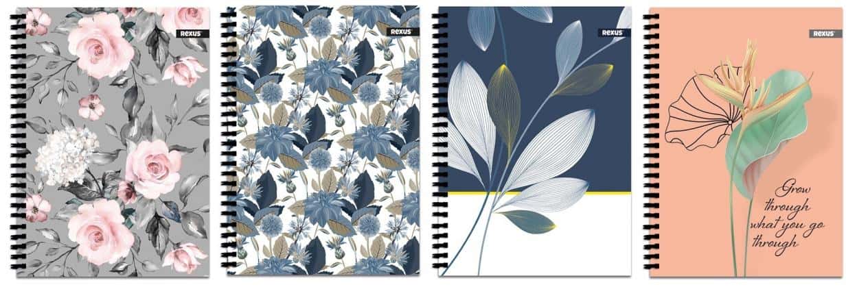 Spiral Notebook A4/80 Sheets Grid Flower (5 pcs) - perfect for school and office