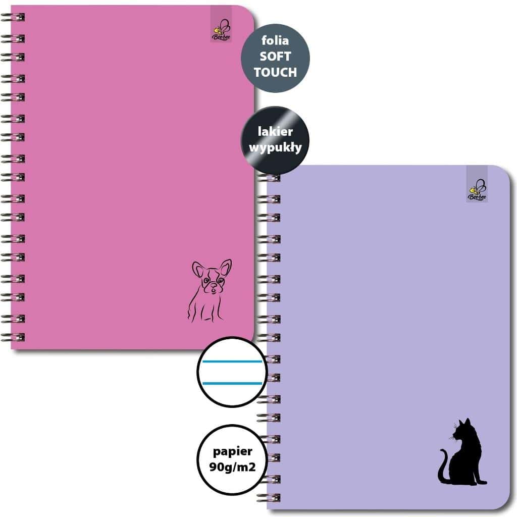 A6 Spiral Notebook Dogs Cats - ideal for school and university