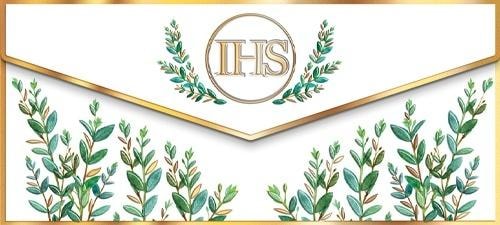 Communion Envelope IHS Leaves - perfect First Communion keepsake