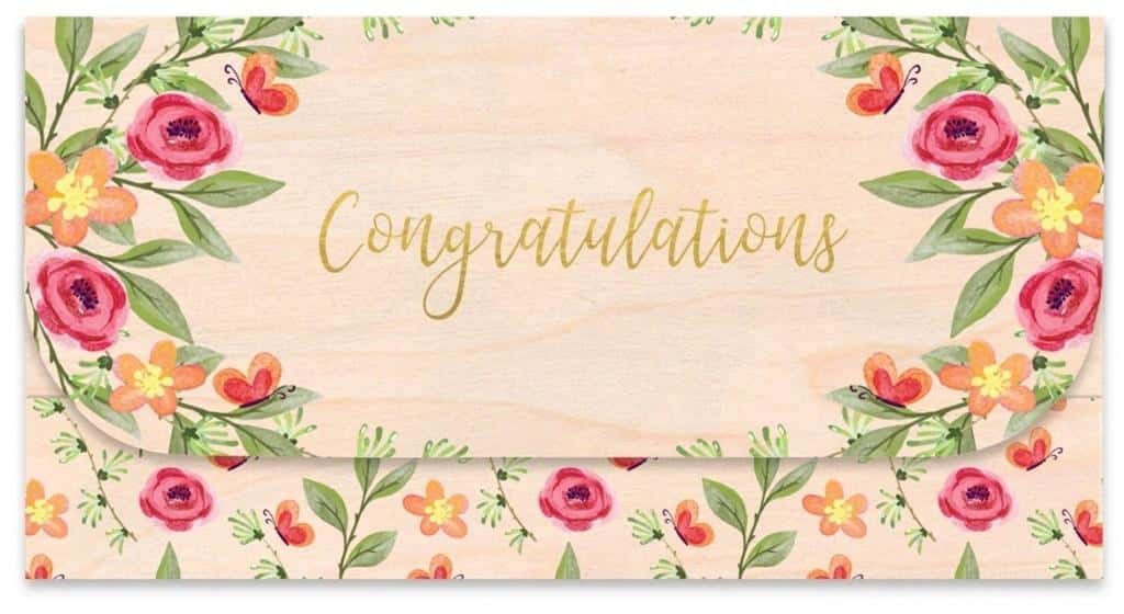 Cozywood Wooden gift envelope Congratulations - perfect for a gift