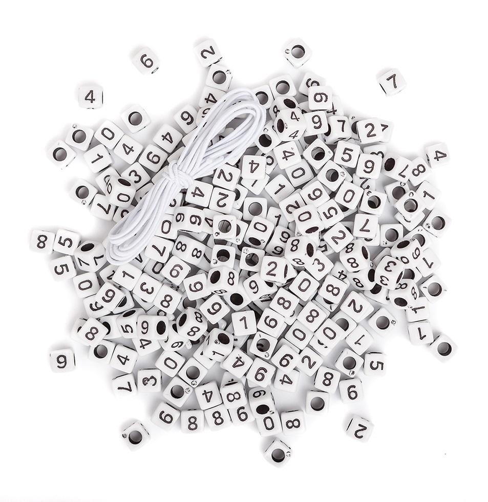 Dalprint Beads numbers black on white base - ideal for handicrafts