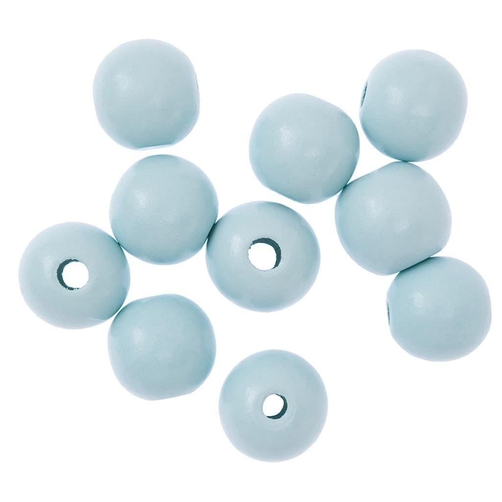 DALPRINT Wooden beads light blue 2.5 cm - 10 pieces for creative projects