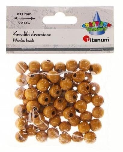 Wooden Beads - Light Brown Beads 12 mm - 60 Pieces - Ideal for Crafts