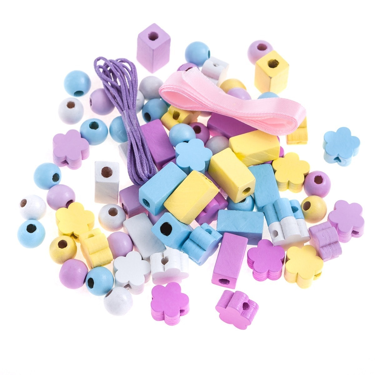 Ozdoby Koraliki Drewniane 150 szt. mix Pastelowe