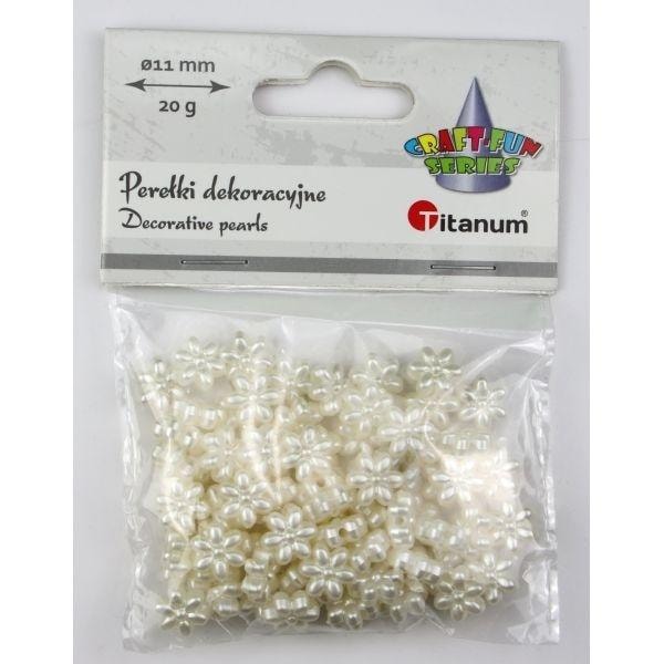 Pearl beads flowers - plastic, white, ideal for jewelry