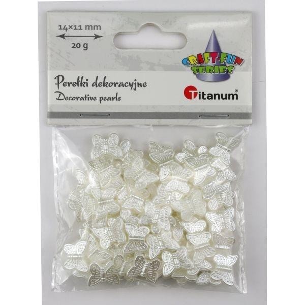 Titanum Plastic pearl beads butterflies 14x11mm white - ideal for jewelry