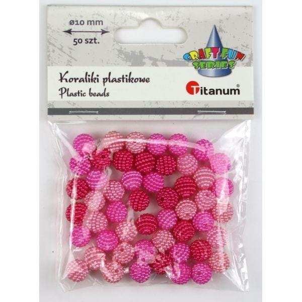 Plastic beads pink 10mm - 50 pieces ideal for DIY