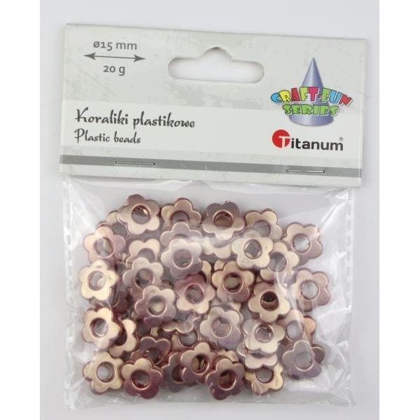 Flower beads - plastic, dirty pink, 15mm - ideal for DIY