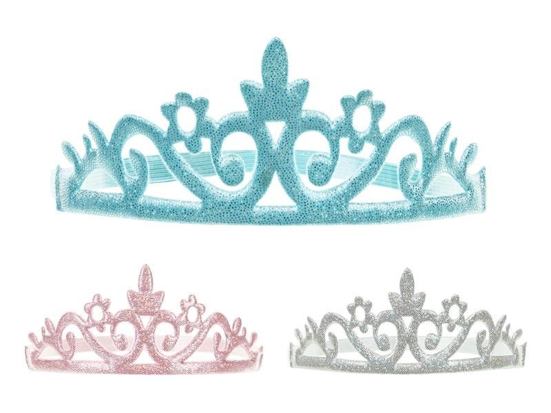 PartyDeco Princess Crowns - set of 3 glitter crowns on elastic band