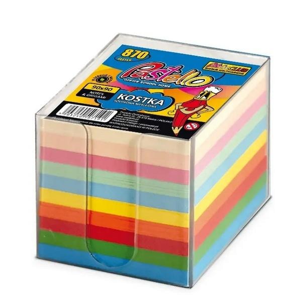 Cube in container 90x90mm - Colorful office cube 850 sheets