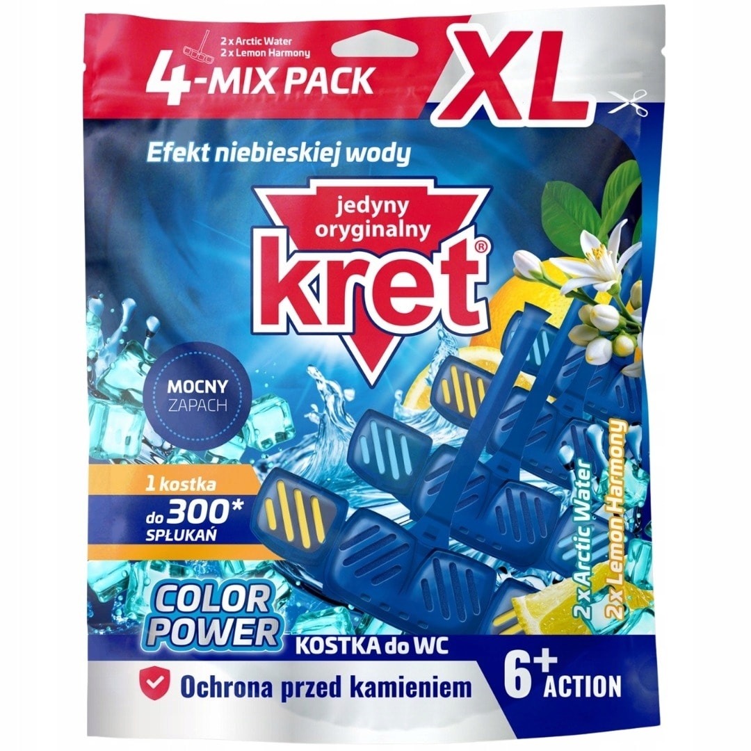 Kret Toilet Bowl Cleaner Water Coloring Cubes Arctic and Lemon 4 x 40 g - freshness in your toilet
