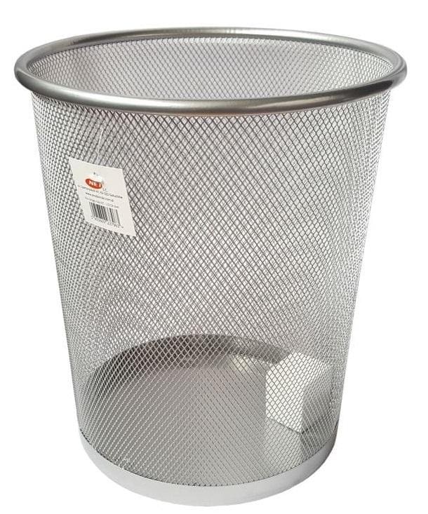 Round waste basket small silver - ideal for office and home