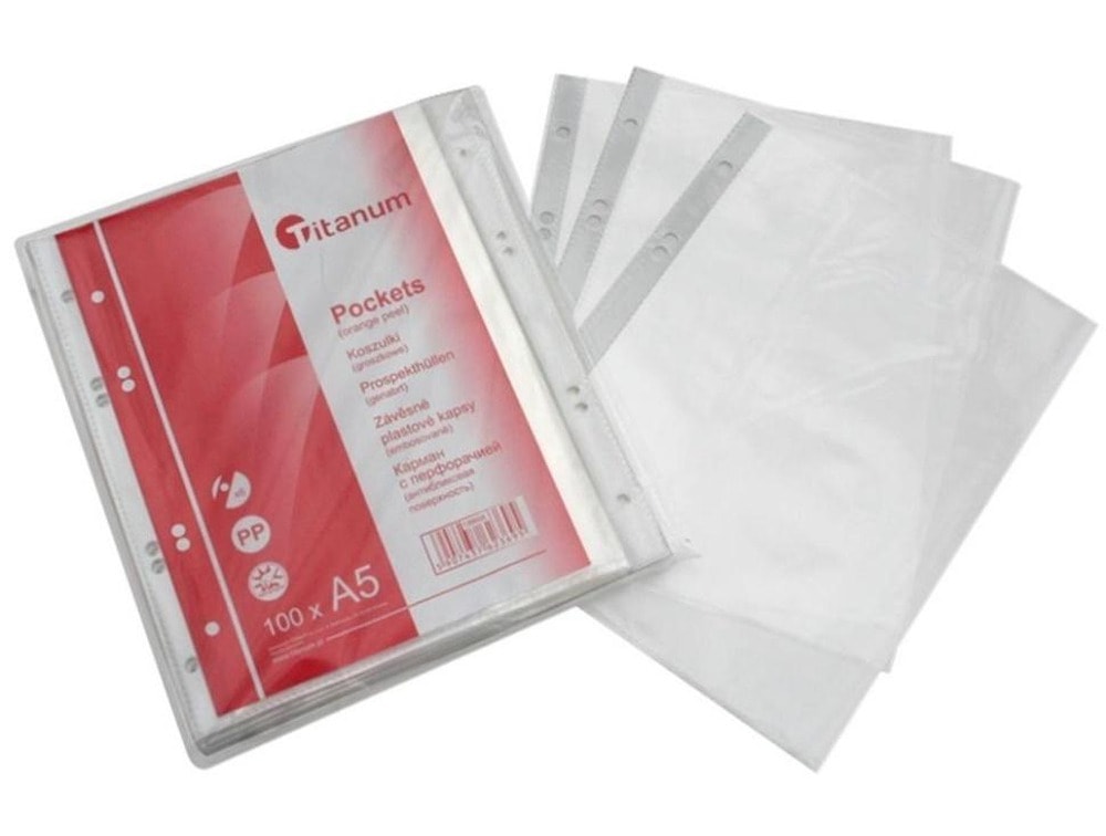 Hasta A5 punched pockets dotted - 100 pieces for binder - perfect for organization