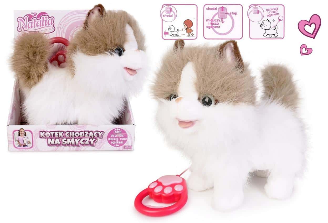 Artyk Cat walking on a leash white ginger - charming illustration for animal lovers