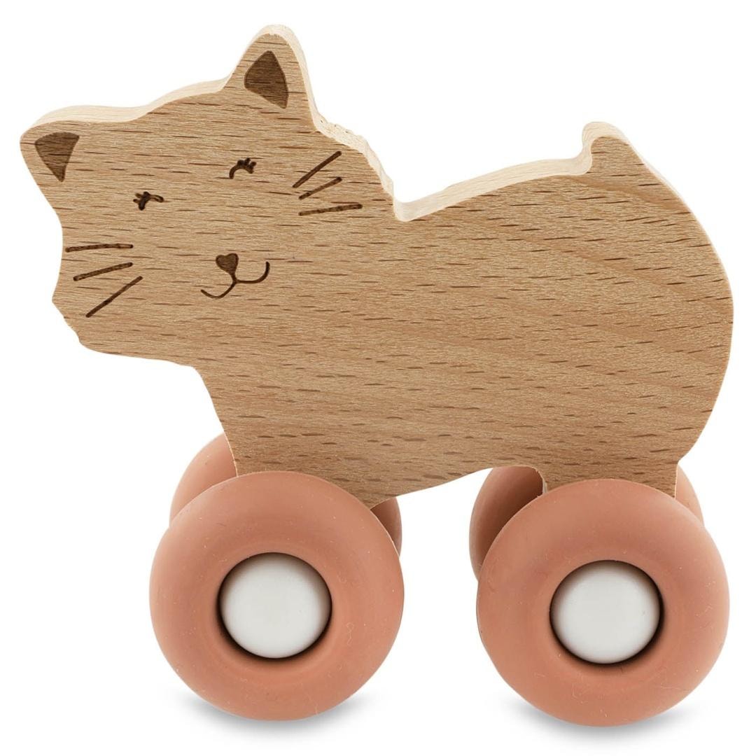 Trixie Baby Wooden cat on silicone wheels - perfect playmate