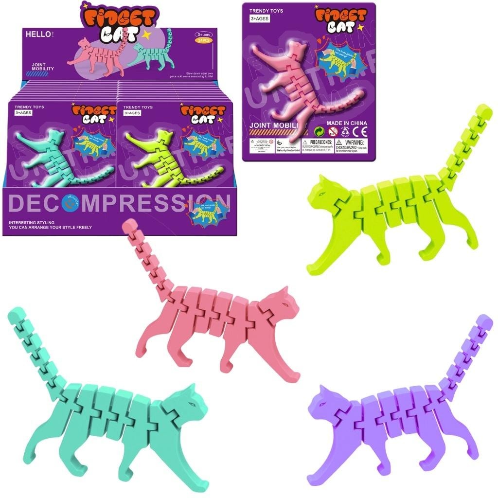 Cat movable 3D segments fidget - antistress toy 4 colors