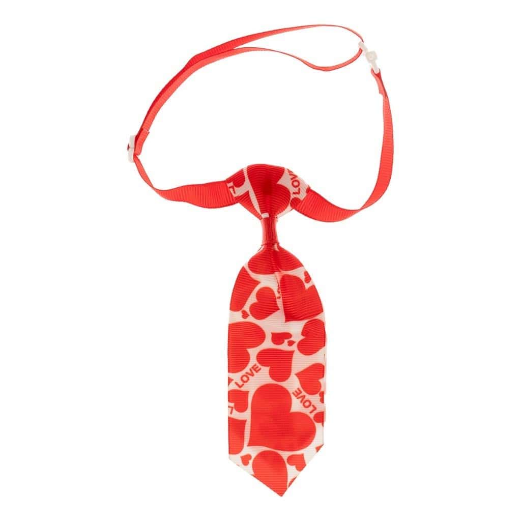 Arpex Valentine's Day tie for dogs or cats - red with hearts
