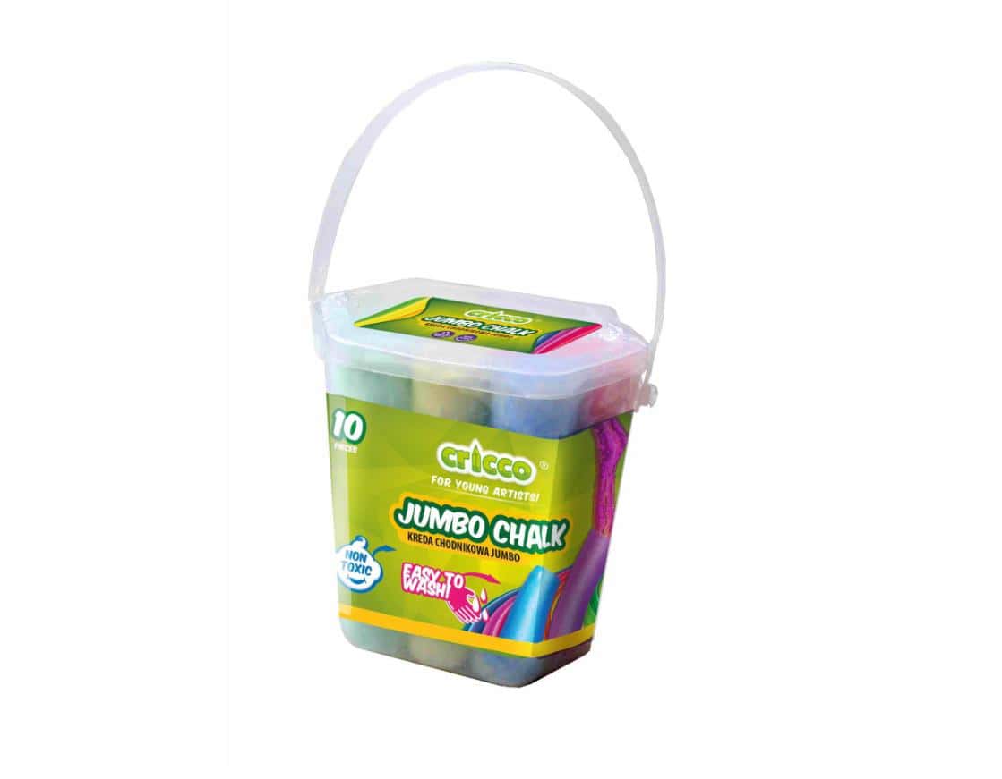 Cricco Jumbo Colored Chalk - 10 pieces in bucket, perfect fun for kids