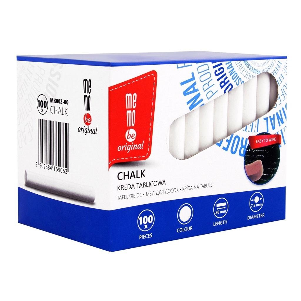 MemoBe White Chalkboard Chalk - 100 pieces ideal for school