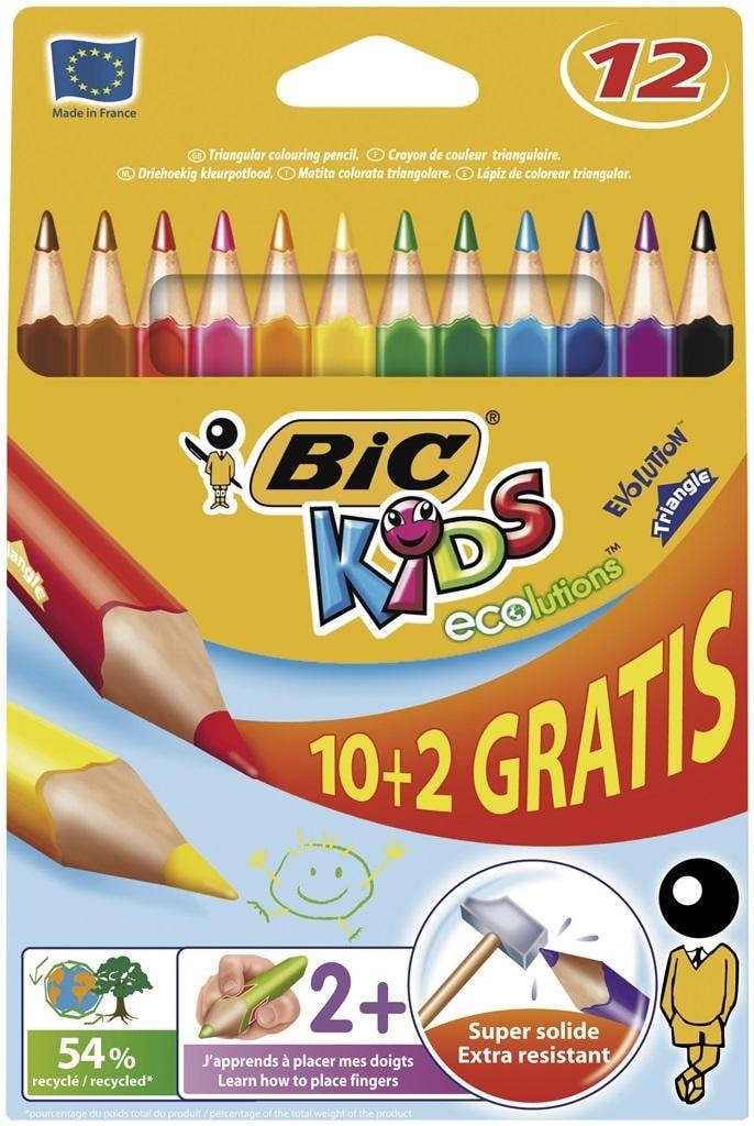 BIC Eco Evolution Triangle - Triangular colored pencils 10+2 colors