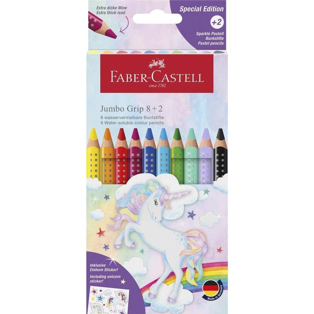Faber-Castell Pencils Jumbo Grip Unicorn - 10 colors + stickers
