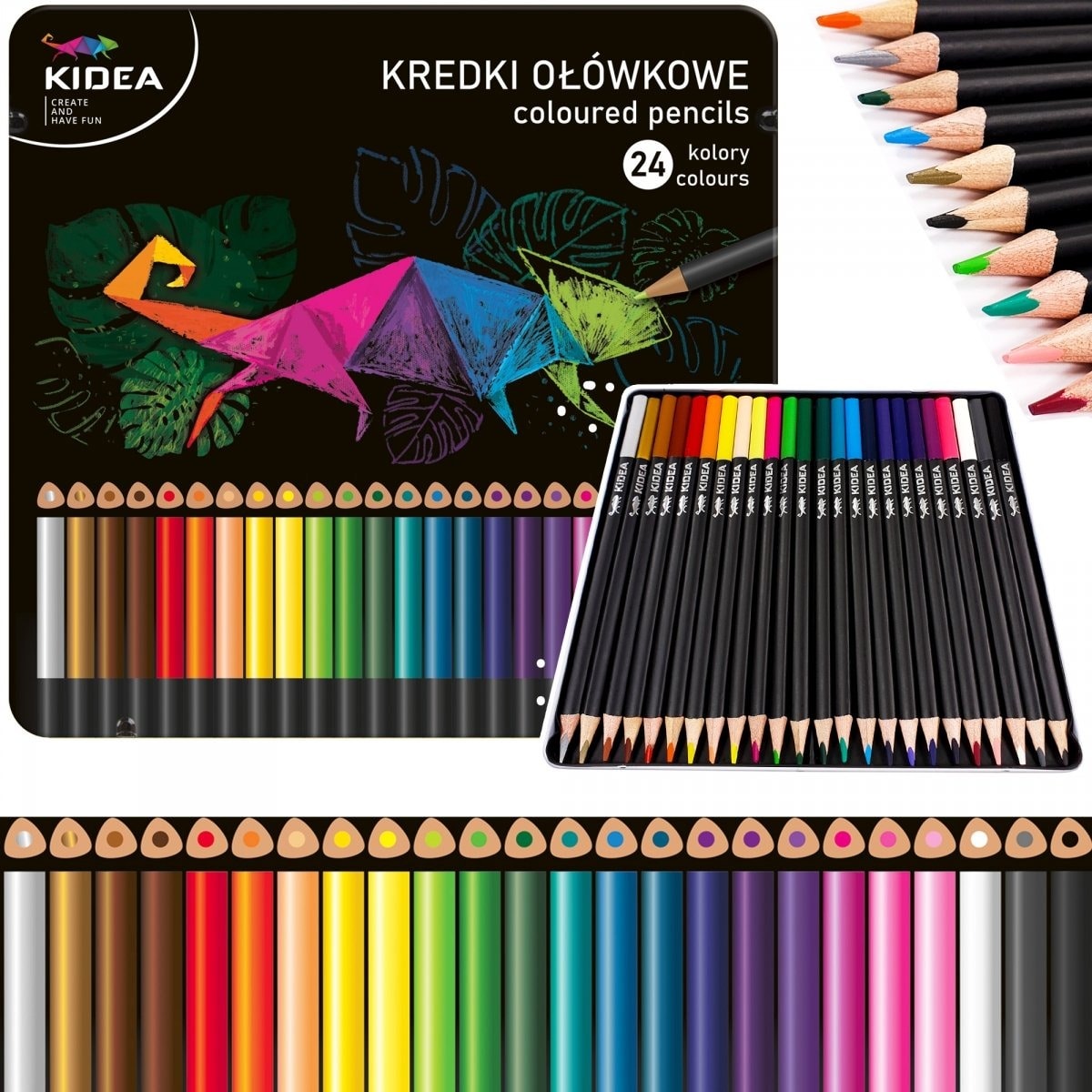 Colored Pencils 24 Colors - Set of Pencils in Metal Box